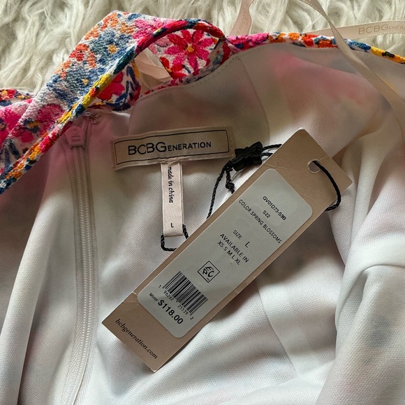 NWT BCBGeneration Storybook Floral Ruffle Midi Dress - Picture 3 of 5